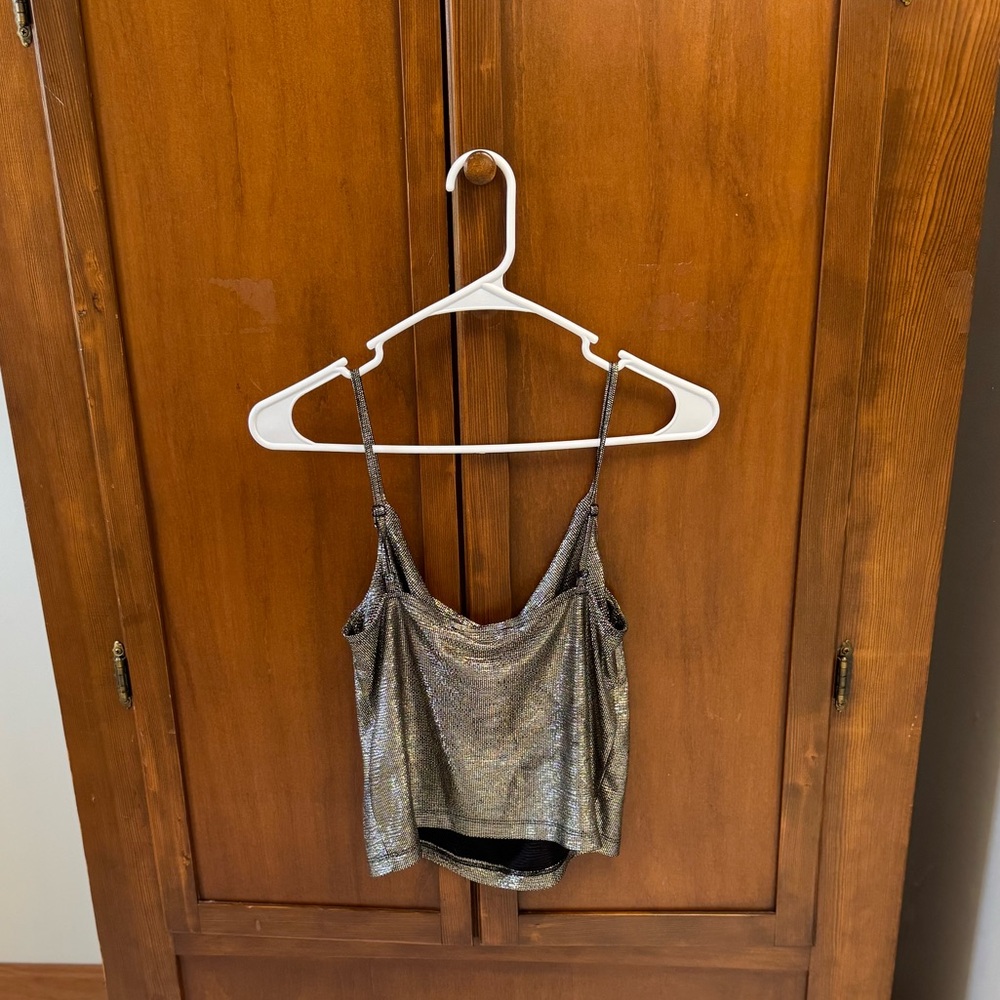 Forever 21 Metallic Silver Women's camisole Top adjustable straps small